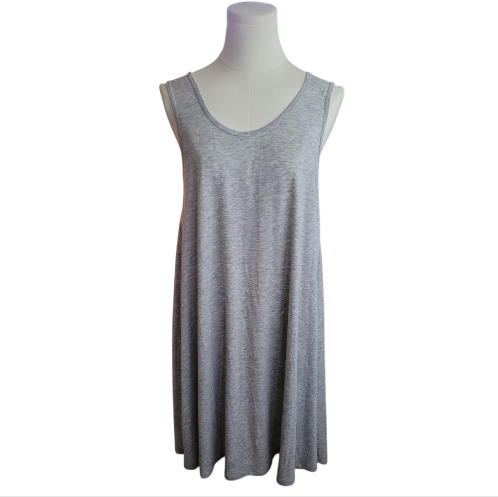 Zenana Outfitters Heather Light Gray Stretchy Flow Summer Tank Dress Size Medium